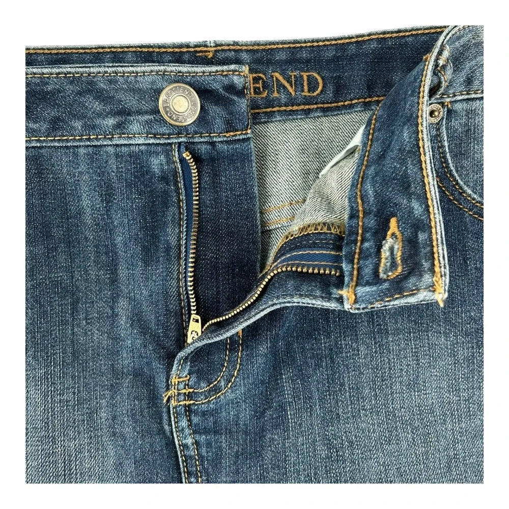 Lands‎ End Straight Denim Above Knee Skirt Y2K Faded Wash Stretch Womens Size 12